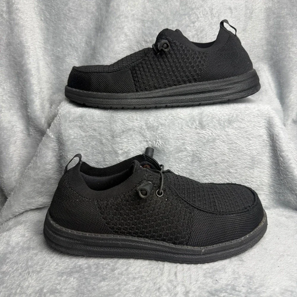 Larnmern Steel Toe Work Shoes Mens 7 Womens 8.5 Black Safety Slip On Loafers